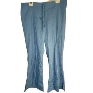 cherokee pant scrub elastic tie waist pockets polyester blend blue large READ